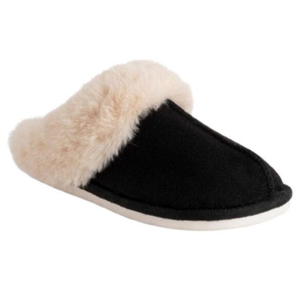 Womens Memory Foam Luxury Faux Fur Slippers Black - Picture 4 of 6